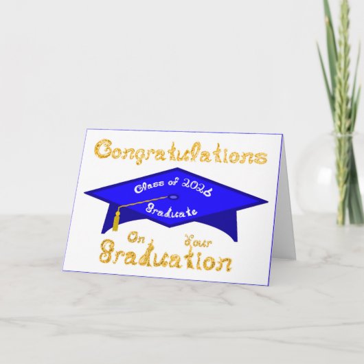 Gefeliciteerd Klas van 2026 Afgestudeerd Blauw Wit Kaart (Voorkant)
