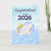 Gefeliciteerd Klas van 2026 Witte Afstudeerhoed Kaart (Voorkant)