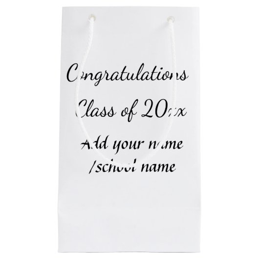 Gefeliciteerd klas van voeg jaarnaam school col klein cadeauzakje (Voorkant)