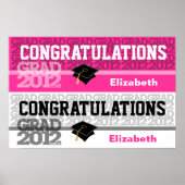 Gefeliciteerd, klasse 2012 Banner Poster roze (Voorkant)