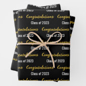 Gefeliciteerd, klasse 2023 Black White en Gold Inpakpapier Vel (In situ)
