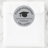 Gefeliciteerd, Klasse 20xx Afstuderen, Zilver Ronde Sticker (Tas)