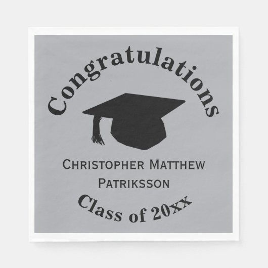 Gefeliciteerd, Klasse 20xx Afstuderen, Zilver Servet (Voorkant)
