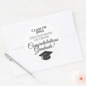 Gefeliciteerd, klasse Afstuderen! Zwart & Wit Ronde Sticker (Envelop)