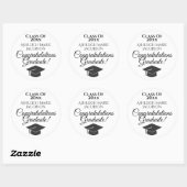 Gefeliciteerd, klasse Afstuderen! Zwart & Wit Ronde Sticker (Vel)