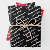 Gefeliciteerd Klasse van 2023 Rood zwart-wit Inpakpapier Vel (In situ)