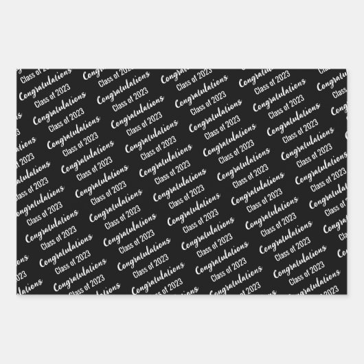 Gefeliciteerd Klasse van 2023 Rood zwart-wit Inpakpapier Vel (Voorkant)