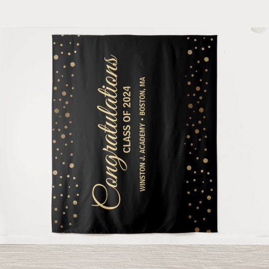 Gefeliciteerd Klasse van 2024 achtergrond afstuder Wandkleed (Voorkant)