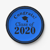 Gefeliciteerd Klasse van 2024 Blauw Zwart Papieren Bordje (Voorkant)