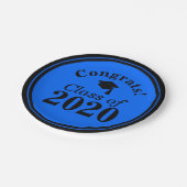 Gefeliciteerd Klasse van 2024 Blauw Zwart Papieren Bordje (Gekanteld)