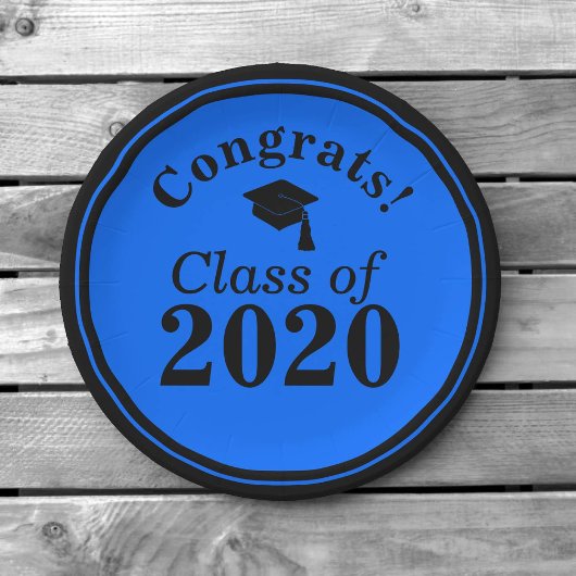 Gefeliciteerd Klasse van 2024 Blauw Zwart Papieren Bordje