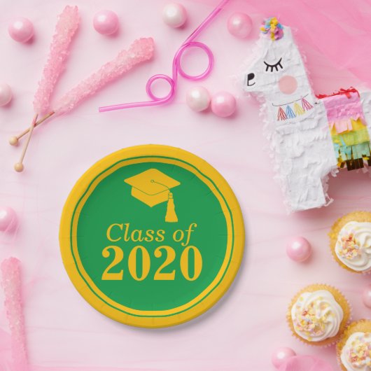 Gefeliciteerd Klasse van 2024 Groen Goud Papieren Bordje (Feest)