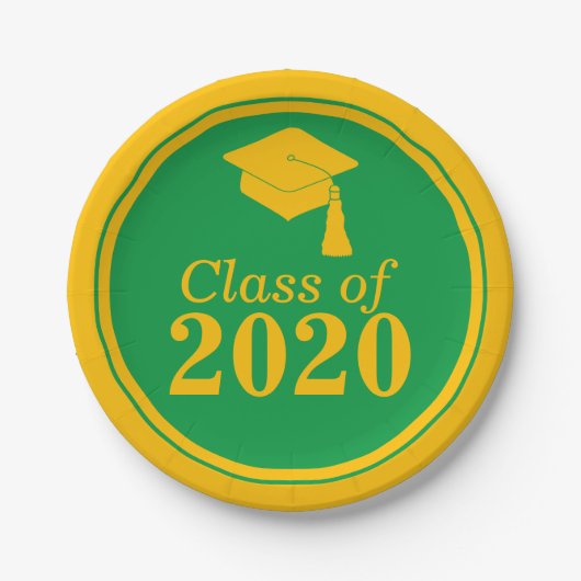 Gefeliciteerd Klasse van 2024 Groen Goud Papieren Bordje (Voorkant)