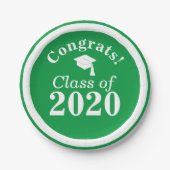 Gefeliciteerd Klasse van 2024 Groen Wit Papieren Bordje (Voorkant)