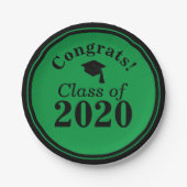 Gefeliciteerd Klasse van 2024 Groen Zwart Papieren Bordje (Voorkant)
