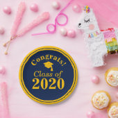 Gefeliciteerd Klasse van 2024 Navy Gold Papieren Bordje (Feest)