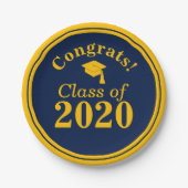 Gefeliciteerd Klasse van 2024 Navy Gold Papieren Bordje (Voorkant)
