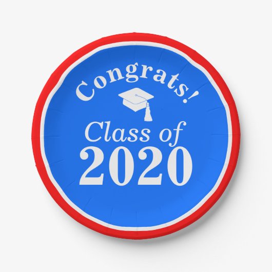 Gefeliciteerd Klasse van 2024 Rood Wit Blauw Papieren Bordje (Voorkant)