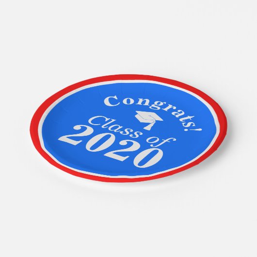 Gefeliciteerd Klasse van 2024 Rood Wit Blauw Papieren Bordje (Gekanteld)
