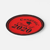 Gefeliciteerd Klasse van 2024 Rood Zwart Papieren Bordje (Gekanteld)