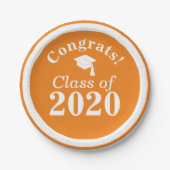 Gefeliciteerd Klasse van 2024 Sinaasappel Wit Papieren Bordje (Voorkant)