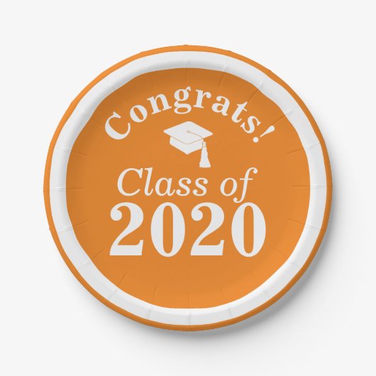 Gefeliciteerd Klasse van 2024 Sinaasappel Wit Papieren Bordje (Voorkant)