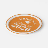 Gefeliciteerd Klasse van 2024 Sinaasappel Wit Papieren Bordje (Gekanteld)