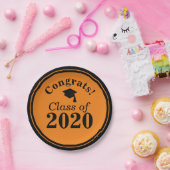 Gefeliciteerd Klasse van 2024 Sinaasappel Zwart Papieren Bordje (Feest)