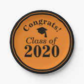 Gefeliciteerd Klasse van 2024 Sinaasappel Zwart Papieren Bordje (Voorkant)