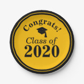 Gefeliciteerd Klasse van 2024 Zwart Goud Papieren Bordje (Voorkant)