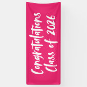 Gefeliciteerd Klasse van 2025 Hot Pink Afstuderen Spandoek (Verticaal)