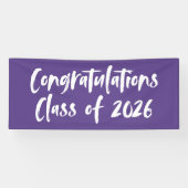 Gefeliciteerd Klasse van 2025 Paarse Afstuderen Spandoek (Horizontaal)