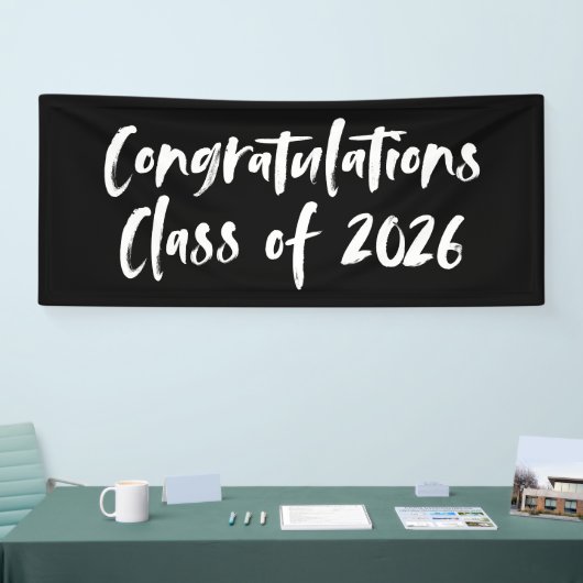 Gefeliciteerd Klasse van 2025 Zwart Afstuderen Spandoek (Beurs)
