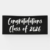 Gefeliciteerd Klasse van 2025 Zwart Afstuderen Spandoek (Horizontaal)