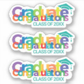 Gefeliciteerd Klasse van 20XX Kleurrijk Afstuderen Sticker (Voorkant)