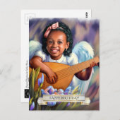 Gefeliciteerd. Kleine Engel met Lute Briefkaart (Voorkant / Achterkant)