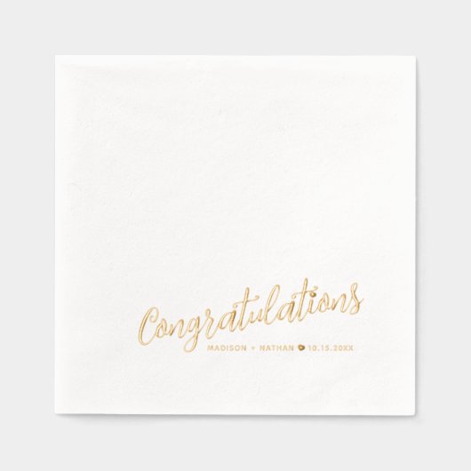 Gefeliciteerd kleine hart bruiloft paar evenement folie servetten (Voorkant)