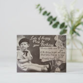 Gefeliciteerd kleine jongen vintage zwart-wit briefkaart (Staand voorkant)