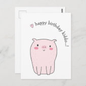 Gefeliciteerd Kleine...! Verjaardagskaart met vark Briefkaart (Voorkant / Achterkant)