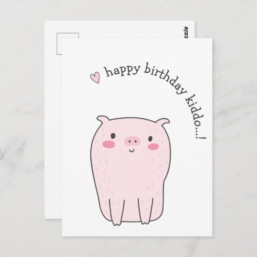 Gefeliciteerd Kleine...! Verjaardagskaart met vark Briefkaart (Voorkant / Achterkant)