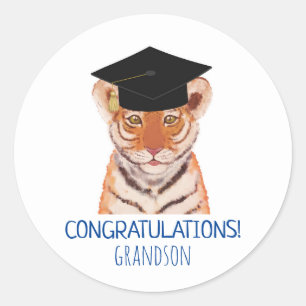 Gefeliciteerd kleinson Tiger Cub Illustratie Ronde Sticker