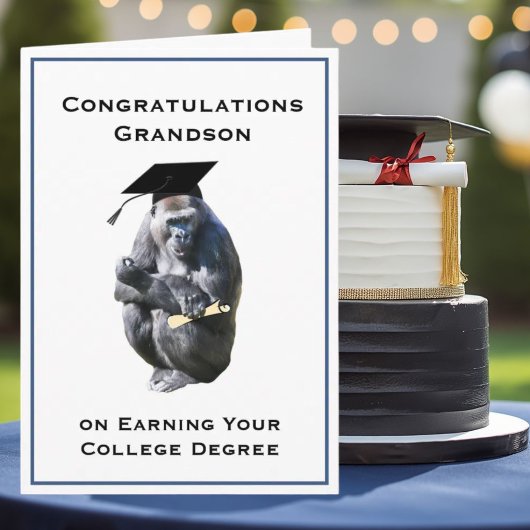 Gefeliciteerd Kleinzoon  Diploma Grappige Gorilla Kaart