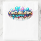 Gefeliciteerd! Kleurig ontwerp Ovale Sticker (Tas)