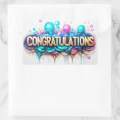 Gefeliciteerd! Kleurig ontwerp Rechthoekige Sticker (Tas)
