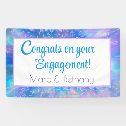Gefeliciteerd! Kleurrijke, aangepaste verloving ba Spandoek (Horizontaal)