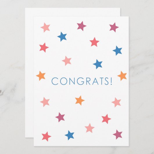 Gefeliciteerd Kleurrijke Stars Blank Kaart (Voorkant / Achterkant)