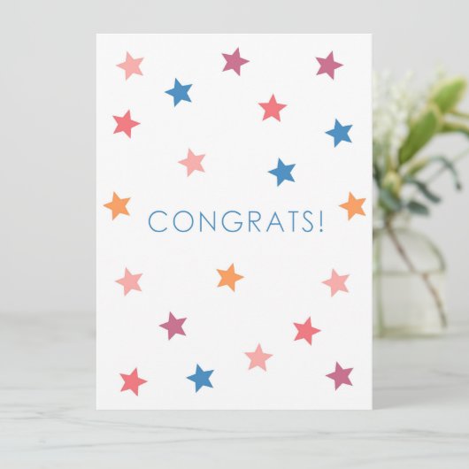 Gefeliciteerd Kleurrijke Stars Blank Kaart (Staand voorkant)