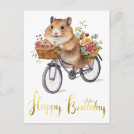Gefeliciteerd Knuffel Hamster Bloemen Persoonlijk Briefkaart