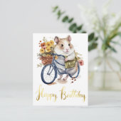 Gefeliciteerd Knuffel Hamster Bloemen Persoonlijk Briefkaart (Staand voorkant)