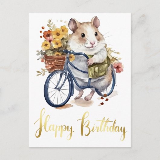 Gefeliciteerd Knuffel Hamster Bloemen Persoonlijk Briefkaart (Voorkant)